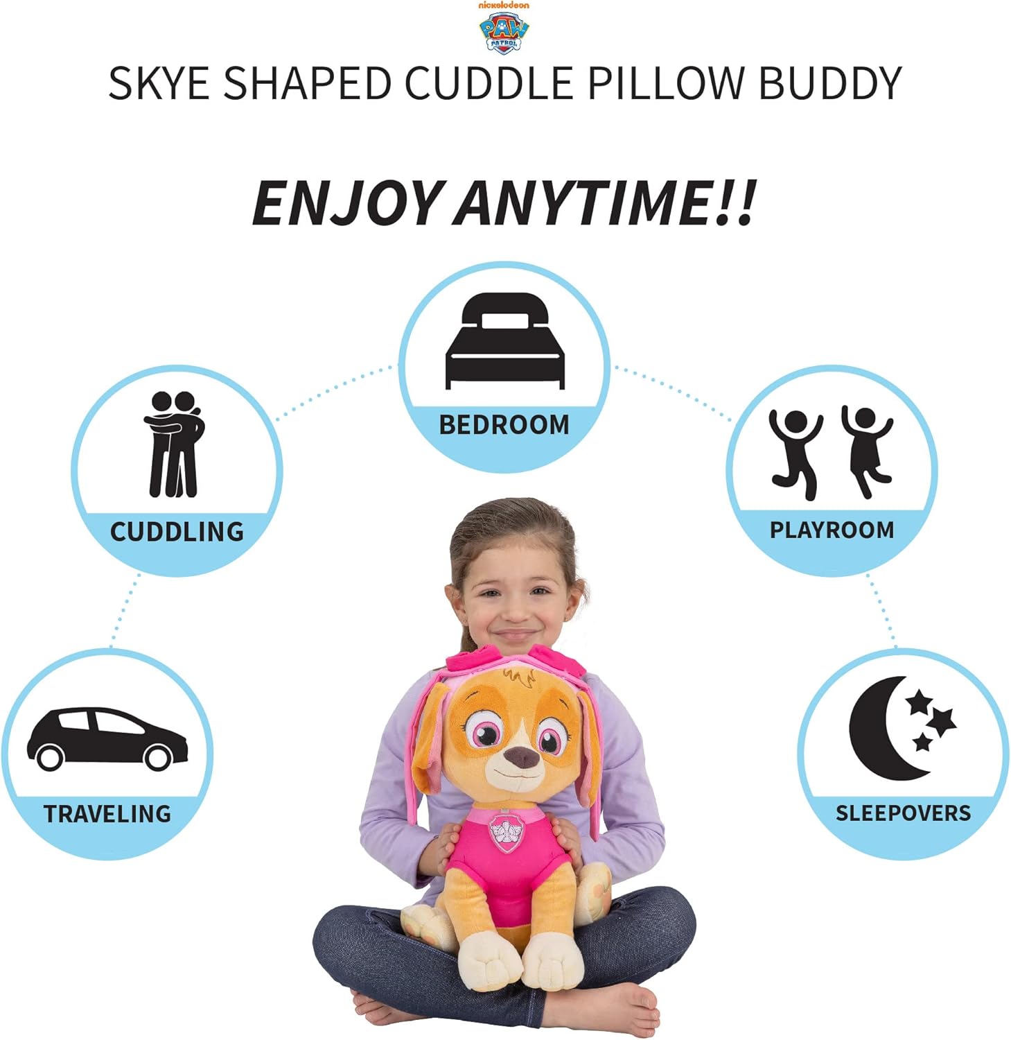 Paw Patrol Skye Kids Bedding Super Soft Plush Cuddle Pillow Buddy, One Size, (Official) Nickelodeon Product By Franco 24hrsmart
